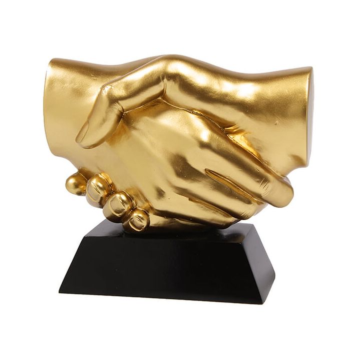 Handdruk trofee goud