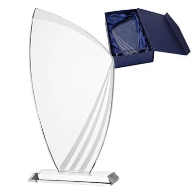 Glaspokal ab 21,5 cm mit Streifen und kostenlosem Etui